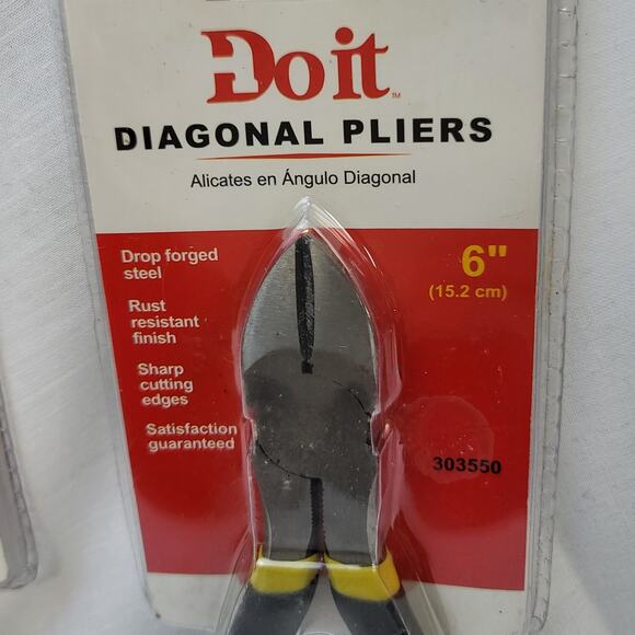 2 Pair "Do It" Brand Diagonal Pliers 6" Rubber Handle Rust Resist Sharp Cutters - Picture 2 of 8